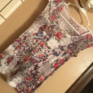 Sheer White Tattoo Print Shirt